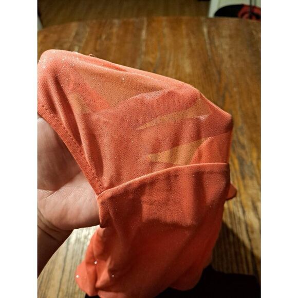 Enfocus 18W Coral Black Sparkle Sleeveless Mesh V-Back Party Dress - Picture 5 of 5